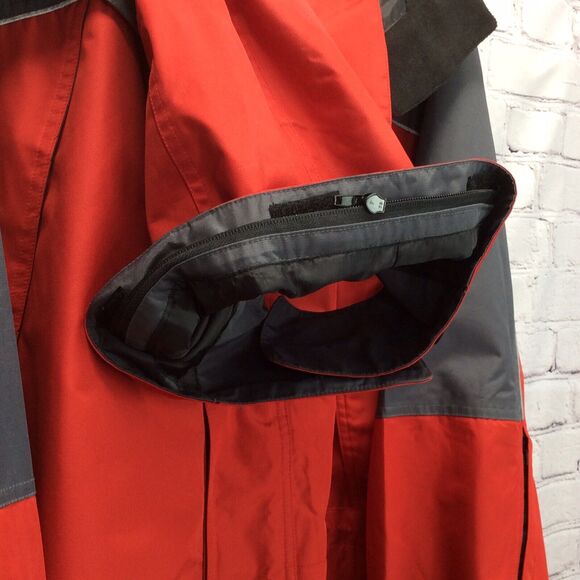 Rain Jacket/Coat Men's X-Large Red & Gray Zip Off Hood Full Zip Plus Hook & Loop - Picture 4 of 11